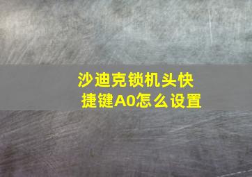 沙迪克锁机头快捷键A0怎么设置