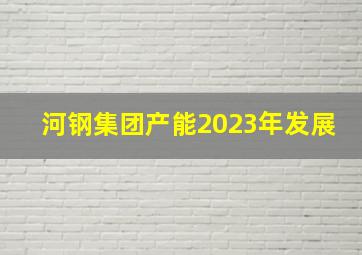 河钢集团产能2023年发展