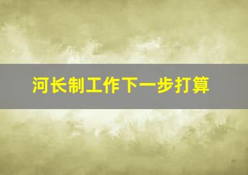 河长制工作下一步打算