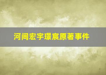 河间宏宇璟宸原著事件