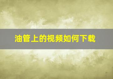 油管上的视频如何下载