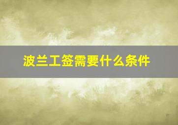 波兰工签需要什么条件