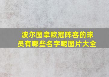 波尔图拿欧冠阵容的球员有哪些名字呢图片大全