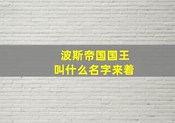 波斯帝国国王叫什么名字来着