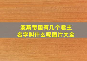 波斯帝国有几个君主名字叫什么呢图片大全