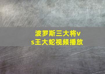 波罗斯三大将vs王大蛇视频播放