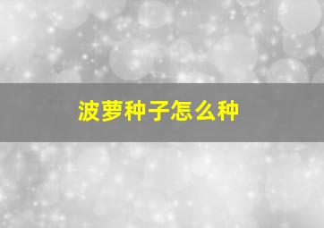 波萝种子怎么种