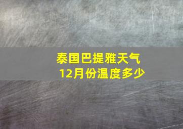 泰国巴提雅天气12月份温度多少