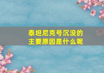 泰坦尼克号沉没的主要原因是什么呢