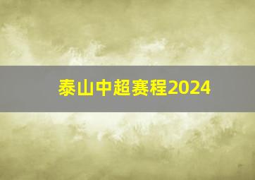 泰山中超赛程2024