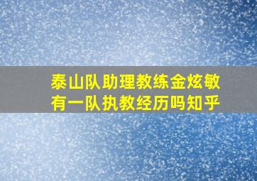 泰山队助理教练金炫敏有一队执教经历吗知乎