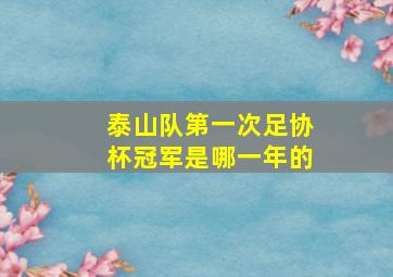 泰山队第一次足协杯冠军是哪一年的