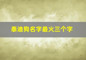 泰迪狗名字最火三个字