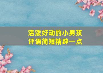 活泼好动的小男孩评语简短精辟一点