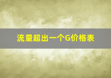 流量超出一个G价格表