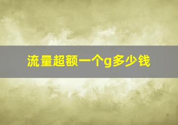 流量超额一个g多少钱