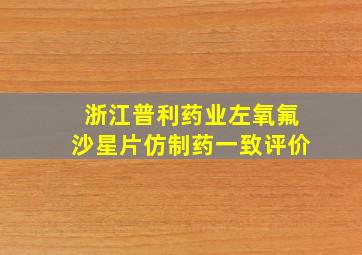 浙江普利药业左氧氟沙星片仿制药一致评价