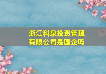 浙江科泉投资管理有限公司是国企吗