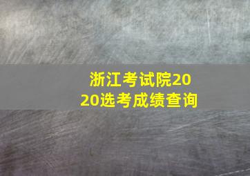 浙江考试院2020选考成绩查询