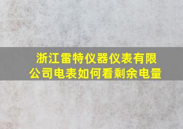 浙江雷特仪器仪表有限公司电表如何看剩余电量