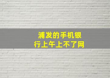 浦发的手机银行上午上不了网