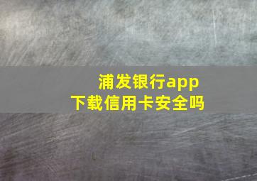 浦发银行app下载信用卡安全吗