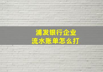 浦发银行企业流水账单怎么打