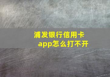 浦发银行信用卡app怎么打不开