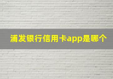 浦发银行信用卡app是哪个