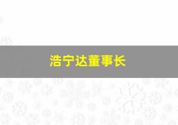 浩宁达董事长