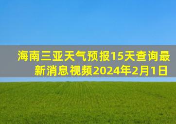 海南三亚天气预报15天查询最新消息视频2024年2月1日