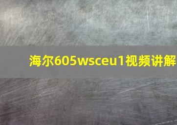 海尔605wsceu1视频讲解