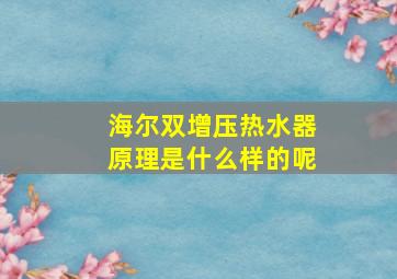 海尔双增压热水器原理是什么样的呢