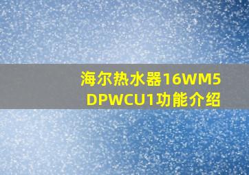 海尔热水器16WM5DPWCU1功能介绍