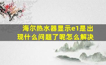 海尔热水器显示e1是出现什么问题了呢怎么解决