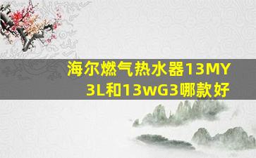 海尔燃气热水器13MY3L和13wG3哪款好