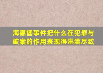 海德堡事件把什么在犯罪与破案的作用表现得淋漓尽致