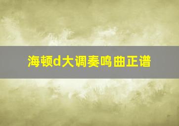 海顿d大调奏鸣曲正谱