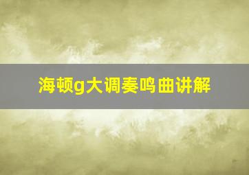 海顿g大调奏鸣曲讲解