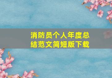 消防员个人年度总结范文简短版下载