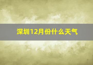 深圳12月份什么天气