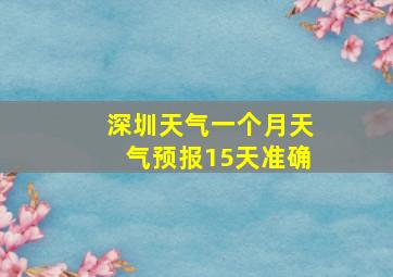 深圳天气一个月天气预报15天准确