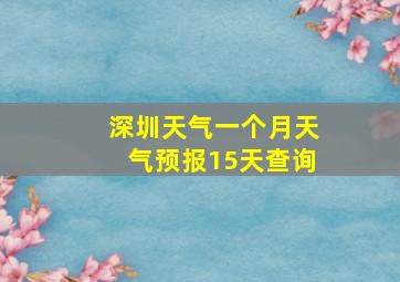 深圳天气一个月天气预报15天查询