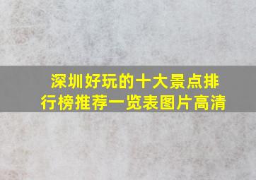 深圳好玩的十大景点排行榜推荐一览表图片高清