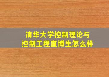 清华大学控制理论与控制工程直博生怎么样