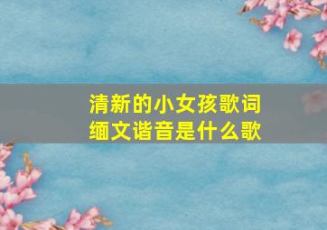 清新的小女孩歌词缅文谐音是什么歌