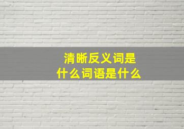 清晰反义词是什么词语是什么