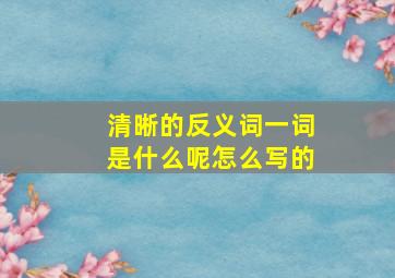 清晰的反义词一词是什么呢怎么写的