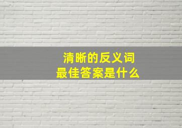 清晰的反义词最佳答案是什么