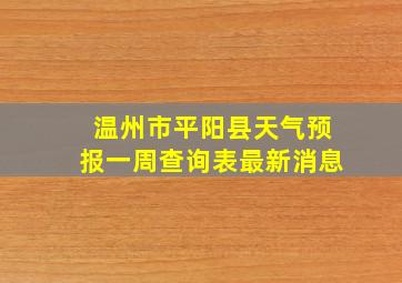 温州市平阳县天气预报一周查询表最新消息